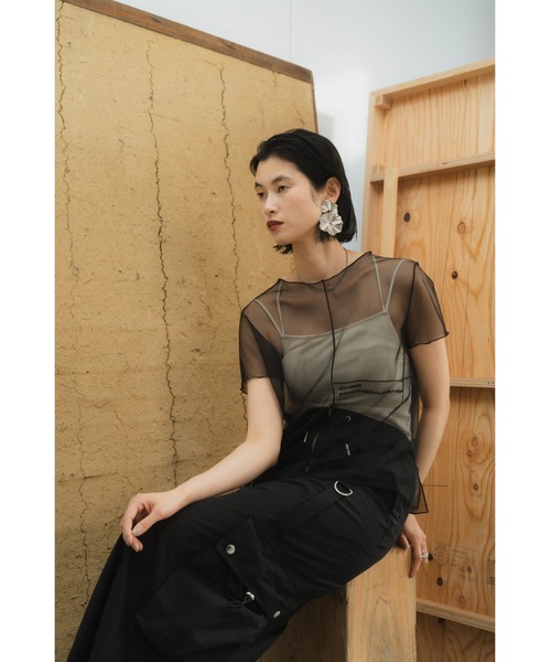 トップス KnuthMarf embroidery sheer T embroidery sheer T/4color | KNUTH MARF