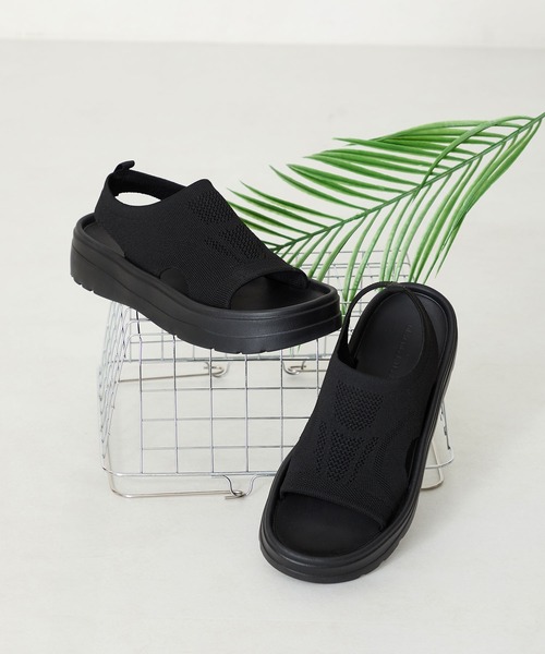 ORiental TRaffic(オリエンタルトラフィック)の「【Fit meサンダル】 サイド オープン ニット 厚底 サンダル /55207(サンダル・レディース・ブラック・S/M/L/LL)」の9枚目の写真