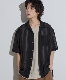 【SLICK/スリック】Leno Cloth Open Collar Shirt/ 絡み織ストライプオープンカラーシャツ