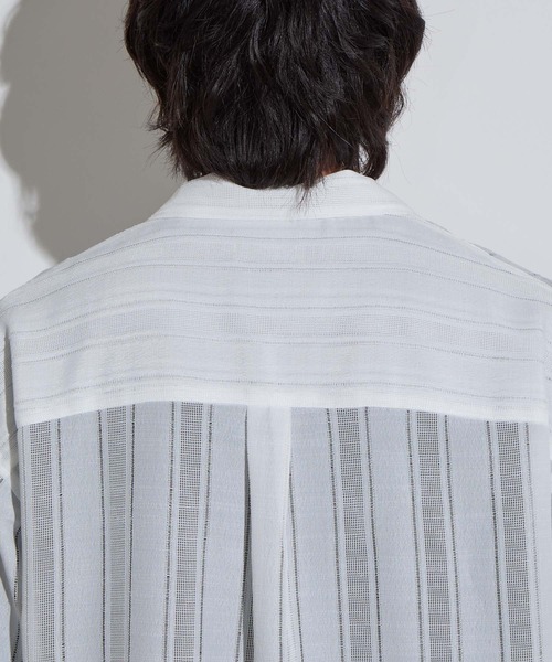 SLICK（スリック）の「【SLICK/スリック】Leno Cloth Open Collar Shirt/ 絡み織ストライプオープンカラーシャツ（シャツ/ブラウス・メンズ・ブラウン/ホワイト/ブラック・1/2/3）」の15枚目の写真