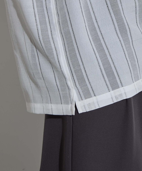 SLICK（スリック）の「【SLICK/スリック】Leno Cloth Open Collar Shirt/ 絡み織ストライプオープンカラーシャツ（シャツ/ブラウス・メンズ・ブラウン/ホワイト/ブラック・1/2/3）」の16枚目の写真
