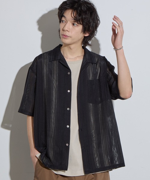 メンズウェア efflorescence open collar shirt ワーカーズ WORKERS オープンカラーシャツ ブロードクロス Open