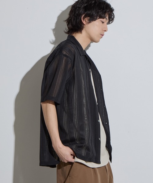 SLICK（スリック）の「【SLICK/スリック】Leno Cloth Open Collar Shirt/ 絡み織ストライプオープンカラーシャツ（シャツ/ブラウス・メンズ・ブラウン/ホワイト/ブラック・1/2/3）」の20枚目の写真