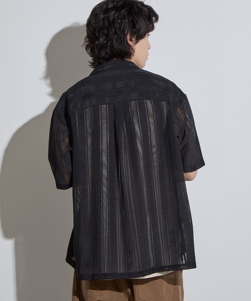 SLICK（スリック）の「【SLICK/スリック】Leno Cloth Open Collar Shirt/ 絡み織ストライプオープンカラーシャツ（シャツ/ブラウス・メンズ・ブラウン/ホワイト/ブラック・1/2/3）」の21枚目の写真