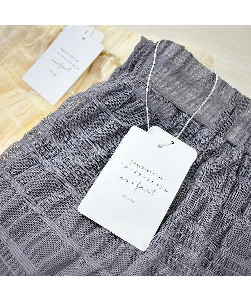 Monocoro toppi（モノコロトッピ）の「シアー プリーツ レイヤード レギンス パンツ（レギンス/スパッツ・レディース・ブラック/オフホワイト/グレー・フリー）」の11枚目の写真