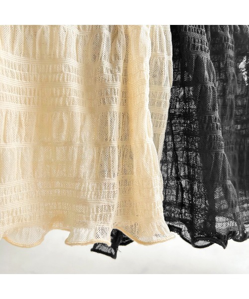 Monocoro toppi（モノコロトッピ）の「シアー プリーツ レイヤード レギンス パンツ（レギンス/スパッツ・レディース・ブラック/オフホワイト/グレー・フリー）」の9枚目の写真