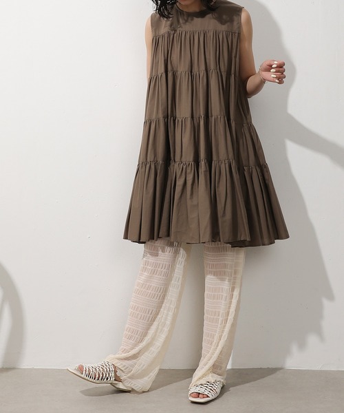 Monocoro toppi（モノコロトッピ）の「シアー プリーツ レイヤード レギンス パンツ（レギンス/スパッツ・レディース・ブラック/オフホワイト/グレー・フリー）」の20枚目の写真