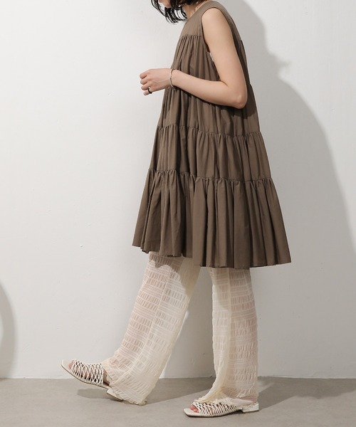 Monocoro toppi（モノコロトッピ）の「シアー プリーツ レイヤード レギンス パンツ（レギンス/スパッツ・レディース・ブラック/オフホワイト/グレー・フリー）」の21枚目の写真