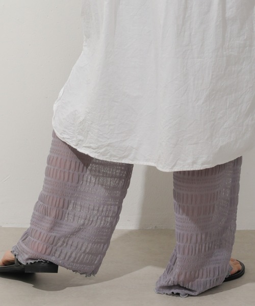 Monocoro toppi（モノコロトッピ）の「シアー プリーツ レイヤード レギンス パンツ（レギンス/スパッツ・レディース・ブラック/オフホワイト/グレー・フリー）」の6枚目の写真