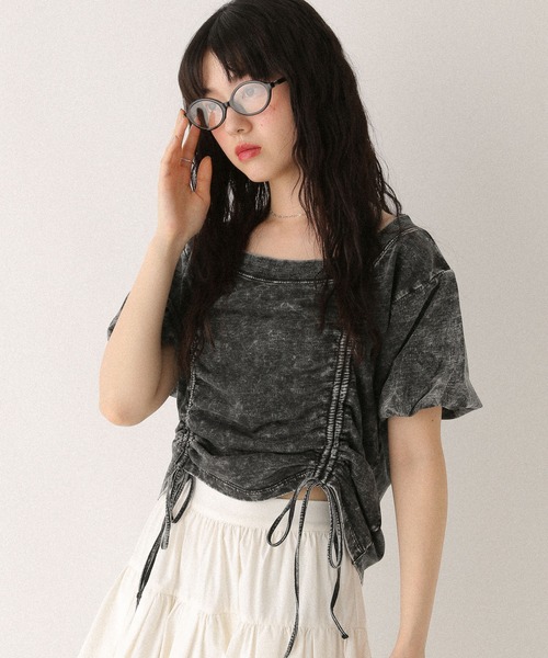 Heather(ヘザー)の「ドロストカットTEE 498978(Tシャツ/カットソー・レディース・グレー/オートミール/スミクロ/ピンク・FREE)」の2枚目の写真