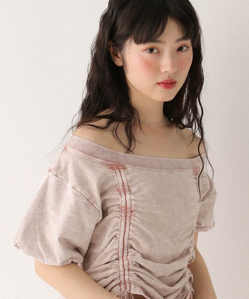 Heather(ヘザー)の「ドロストカットTEE 498978(Tシャツ/カットソー・レディース・グレー/オートミール/スミクロ/ピンク・FREE)」の4枚目の写真