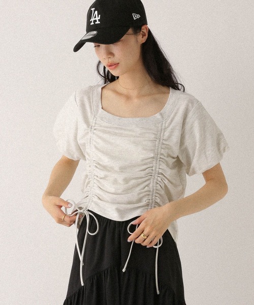 Heather(ヘザー)の「ドロストカットTEE 498978(Tシャツ/カットソー・レディース・グレー/オートミール/スミクロ/ピンク・FREE)」の22枚目の写真