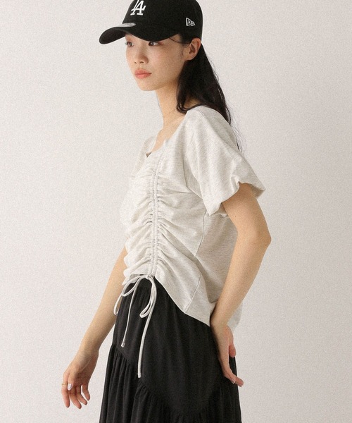 Heather(ヘザー)の「ドロストカットTEE 498978(Tシャツ/カットソー・レディース・グレー/オートミール/スミクロ/ピンク・FREE)」の21枚目の写真