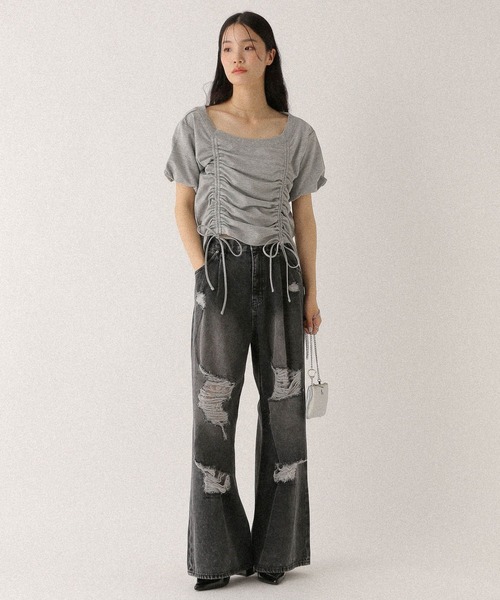 Heather(ヘザー)の「ドロストカットTEE 498978(Tシャツ/カットソー・レディース・グレー/オートミール/スミクロ/ピンク・FREE)」の19枚目の写真