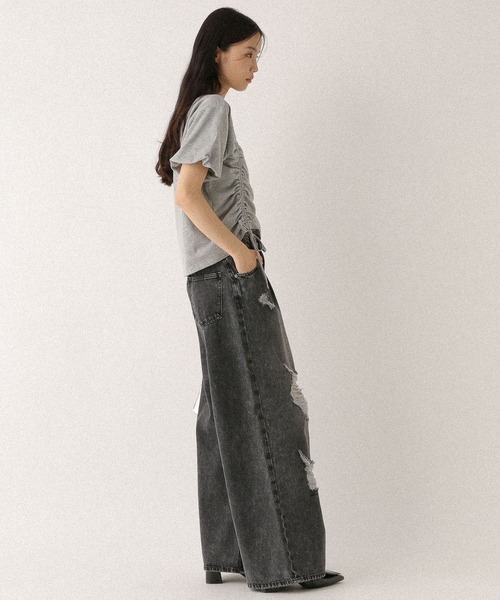 Heather(ヘザー)の「ドロストカットTEE 498978(Tシャツ/カットソー・レディース・グレー/オートミール/スミクロ/ピンク・FREE)」の16枚目の写真