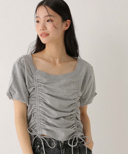 Heather(ヘザー)の「ドロストカットTEE 498978(Tシャツ/カットソー・レディース・グレー/オートミール/スミクロ/ピンク・FREE)」の15枚目の写真