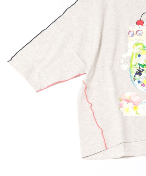 セール】152674：配色メロウステッチ クリームソーダ柄Tシャツ