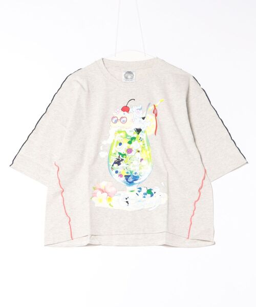 ScoLar(スカラー)の「152674:配色メロウステッチ クリームソーダ柄Tシャツ(Tシャツ/カットソー・レディース・ブルー/ブラック/ピンク/オートミール・M)」の18枚目の写真