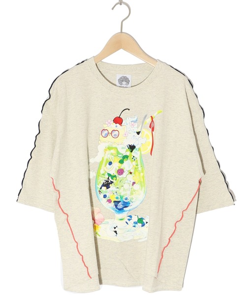 ScoLar(スカラー)の「152674:配色メロウステッチ クリームソーダ柄Tシャツ(Tシャツ/カットソー・レディース・ブルー/ブラック/ピンク/オートミール・M)」の16枚目の写真