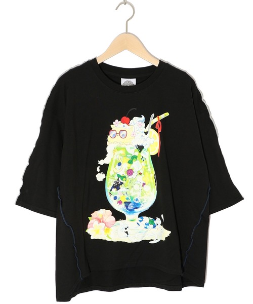 ScoLar(スカラー)の「152674:配色メロウステッチ クリームソーダ柄Tシャツ(Tシャツ/カットソー・レディース・ブルー/ブラック/ピンク/オートミール・M)」の14枚目の写真