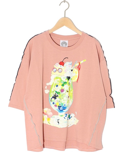 ScoLar(スカラー)の「152674:配色メロウステッチ クリームソーダ柄Tシャツ(Tシャツ/カットソー・レディース・ブルー/ブラック/ピンク/オートミール・M)」の21枚目の写真