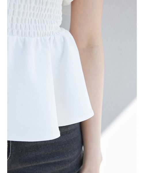 定価♡未開封♡SNIDEL ウエストシャーリングリボンカットプルオーバー♡WHT ウエストシャーリングリボンカットプルオーバー(カットソー