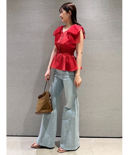 ウエストシャーリングリボンカットプルオーバー（Tシャツ/カットソー