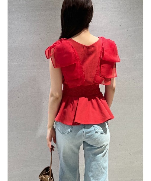 セール】ウエストシャーリングリボンカットプルオーバー（Tシャツ