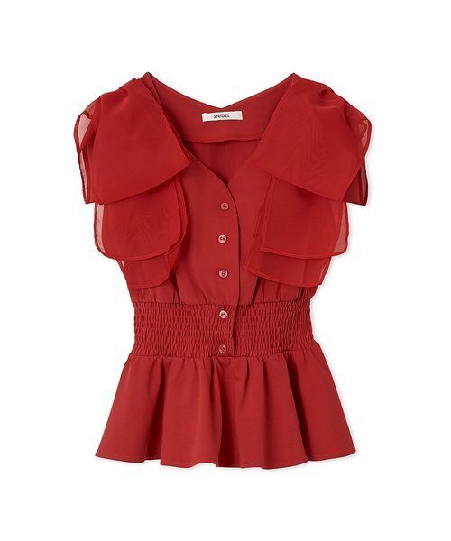 ウエストシャーリングリボンカットプルオーバー（Tシャツ/カットソー