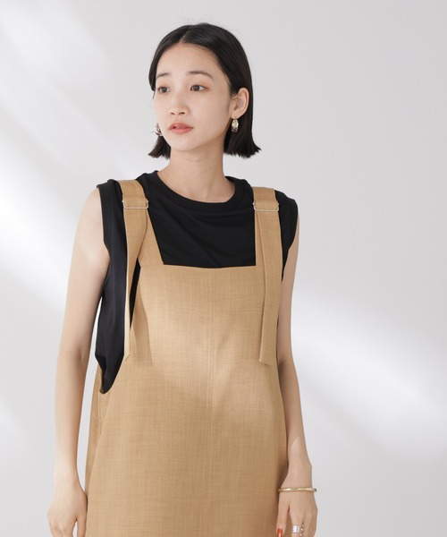 NANO universe（ナノユニバース）の「吸水速乾抗菌防臭ノースリーブトップス（Tシャツ/カットソー・レディース・ブラック/ライトグレー/ホワイト・FREE）」の3枚目の写真