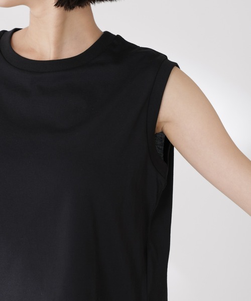 NANO universe（ナノユニバース）の「吸水速乾抗菌防臭ノースリーブトップス（Tシャツ/カットソー・レディース・ブラック/ライトグレー/ホワイト・FREE）」の14枚目の写真