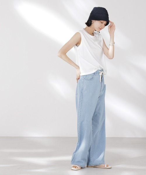 NANO universe（ナノユニバース）の「吸水速乾抗菌防臭ノースリーブトップス（Tシャツ/カットソー・レディース・ブラック/ライトグレー/ホワイト・FREE）」の7枚目の写真