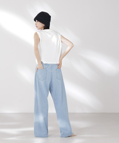 NANO universe（ナノユニバース）の「吸水速乾抗菌防臭ノースリーブトップス（Tシャツ/カットソー・レディース・ブラック/ライトグレー/ホワイト・FREE）」の6枚目の写真