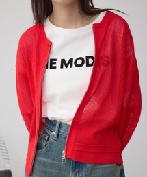 メッシュニット」に該当するカーディガン/ボレロ（レッド/赤色系