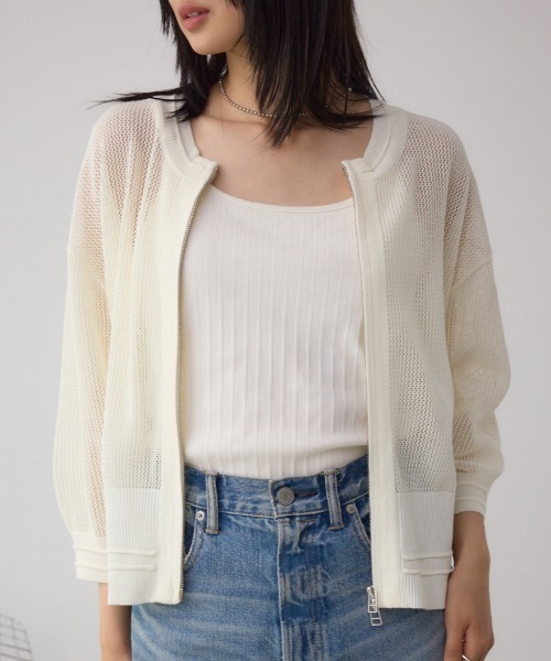 セール】Wジップメッシュニットカーディガン（カーディガン/ボレロ