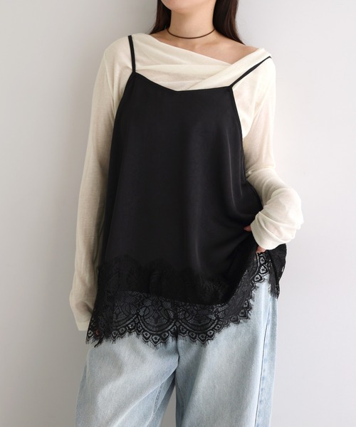 andme(アンドミー)の「ドレープネックオフショルダーシアートップス(Tシャツ/カットソー・レディース・アイボリー/ブラック/チャコールグレー・L/M)」の20枚目の写真
