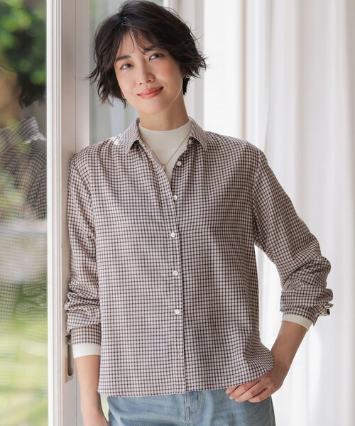 J.PRESS(ジェイプレス)の「サイロチェック シャツ(シャツ/ブラウス・レディース・ベージュ系3/アイボリー系3・T13/T15)」の5枚目の写真