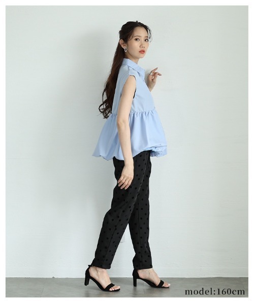 Sawa a la mode（サワアラモード）の「バルーンペプラムノースリーブブラウス（シャツ/ブラウス・レディース・オフホワイト/ブルー・FREE）」の9枚目の写真