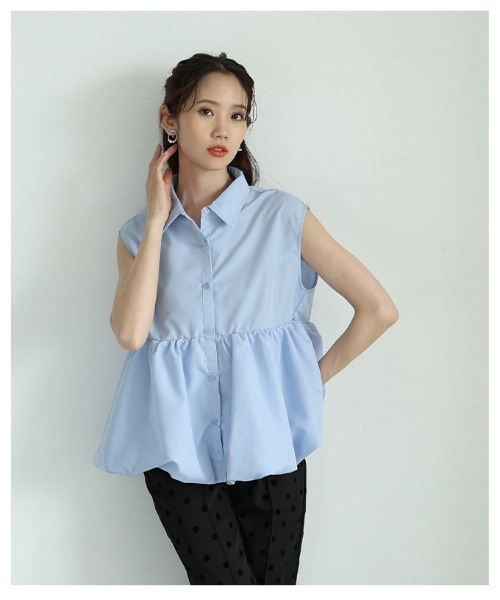 Sawa a la mode（サワアラモード）の「バルーンペプラムノースリーブブラウス（シャツ/ブラウス・レディース・オフホワイト/ブルー・FREE）」の12枚目の写真