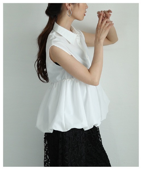 Sawa a la mode（サワアラモード）の「バルーンペプラムノースリーブブラウス（シャツ/ブラウス・レディース・オフホワイト/ブルー・FREE）」の15枚目の写真