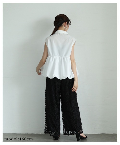 Sawa a la mode（サワアラモード）の「バルーンペプラムノースリーブブラウス（シャツ/ブラウス・レディース・オフホワイト/ブルー・FREE）」の19枚目の写真