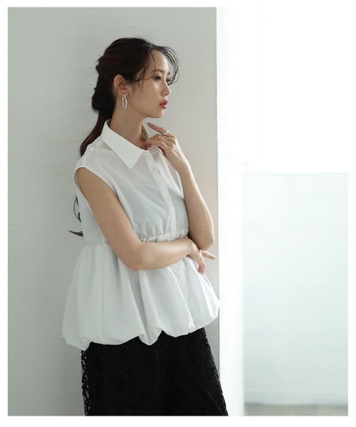Sawa a la mode（サワアラモード）の「バルーンペプラムノースリーブブラウス（シャツ/ブラウス・レディース・オフホワイト/ブルー・FREE）」の20枚目の写真