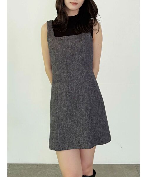 MERCURYDUO（マーキュリーデュオ）の「ヘリンボーンタイトミニジャンスカ（ワンピース・レディース・ブラウン/チャコールグレー・SMALL/MEDIUM）」の2枚目の写真