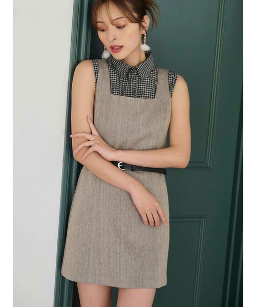 MERCURYDUO（マーキュリーデュオ）の「ヘリンボーンタイトミニジャンスカ（ワンピース・レディース・ブラウン/チャコールグレー・SMALL/MEDIUM）」の14枚目の写真