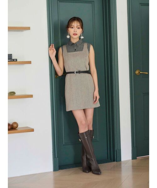 MERCURYDUO（マーキュリーデュオ）の「ヘリンボーンタイトミニジャンスカ（ワンピース・レディース・ブラウン/チャコールグレー・SMALL/MEDIUM）」の16枚目の写真