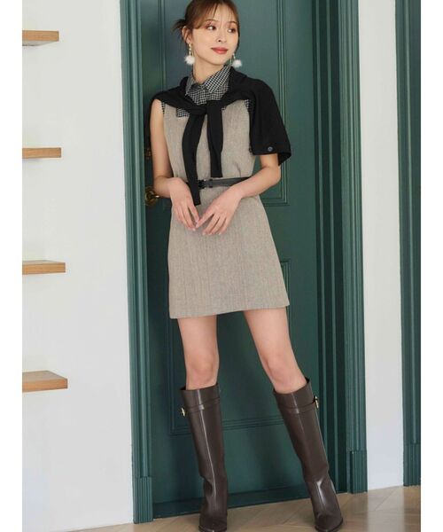 MERCURYDUO（マーキュリーデュオ）の「ヘリンボーンタイトミニジャンスカ（ワンピース・レディース・ブラウン/チャコールグレー・SMALL/MEDIUM）」の18枚目の写真