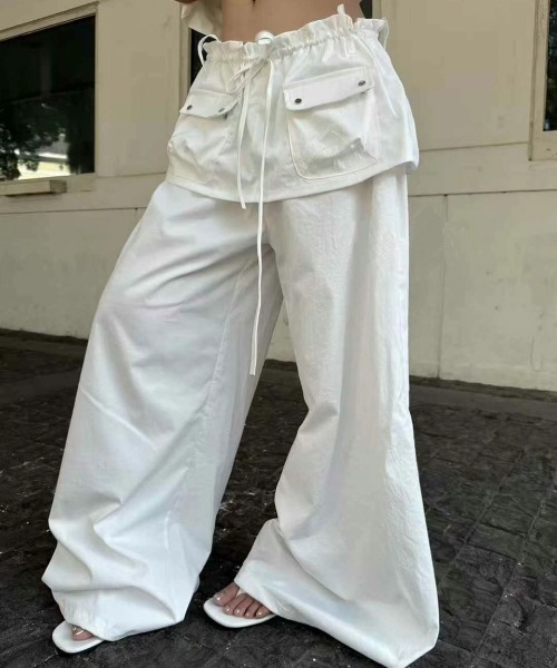 Chick(チック)の「layered wide pants / レイヤード ワイドパンツ(その他パンツ・レディース・ブラック/ホワイト・FREE)」の16枚目の写真