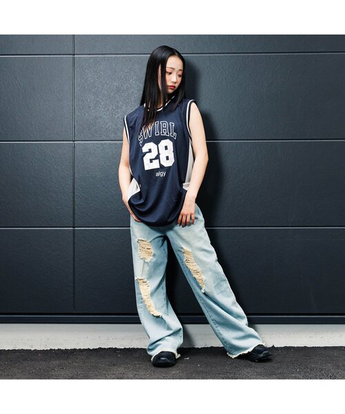 algy（アルジー）の「オーロラナンバリングBIGタンク（タンクトップ・キッズ・オフホワイト/ネイビー/レッド・SMALL/MEDIUM/X-SMALL/XX-SMALL）」の4枚目の写真