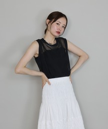J by blue（ジェイバイブルー）の「麻混ギャザーシアーニット（タンクトップ）」