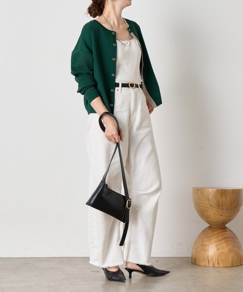 Jena espace merveilleux（ジェナ　エスパスメルヴェイユ）の「【前後2WAY仕様／ロングシーズン着れる！】ビハイ袖メッシュ2WAYカーディガン（カーディガン/ボレロ・レディース・ブラック/グレー/グリーン/パープル・FREE）」の16枚目の写真